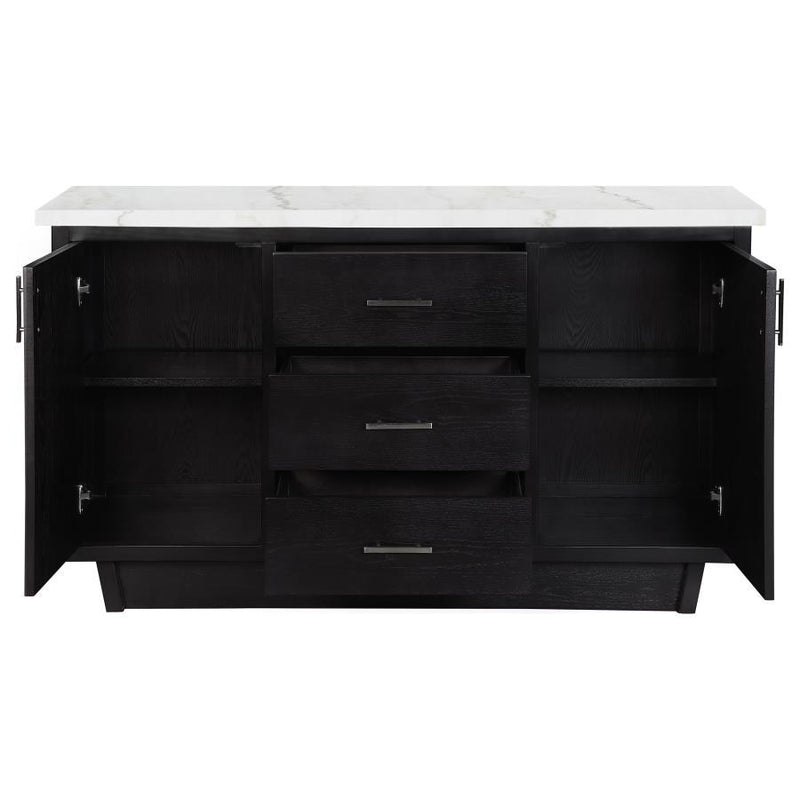 Sherry - 3-Drawer Marble Top Sideboard Buffet - Rustic Espresso