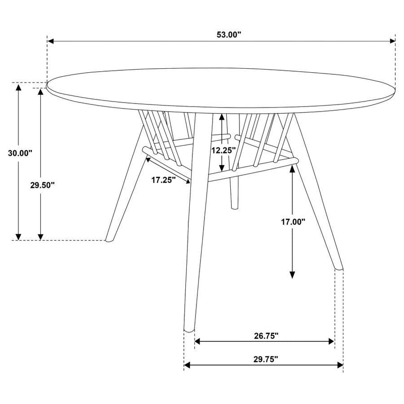 Everton - 5-Piece Round 54" Dining Table Set - Walnut