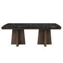 Estella - Dining Table With Marble Top - Black Natural Marble Top & Walnut