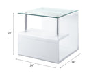 Nevaeh - End Table - Clear Glass Top & White High Gloss