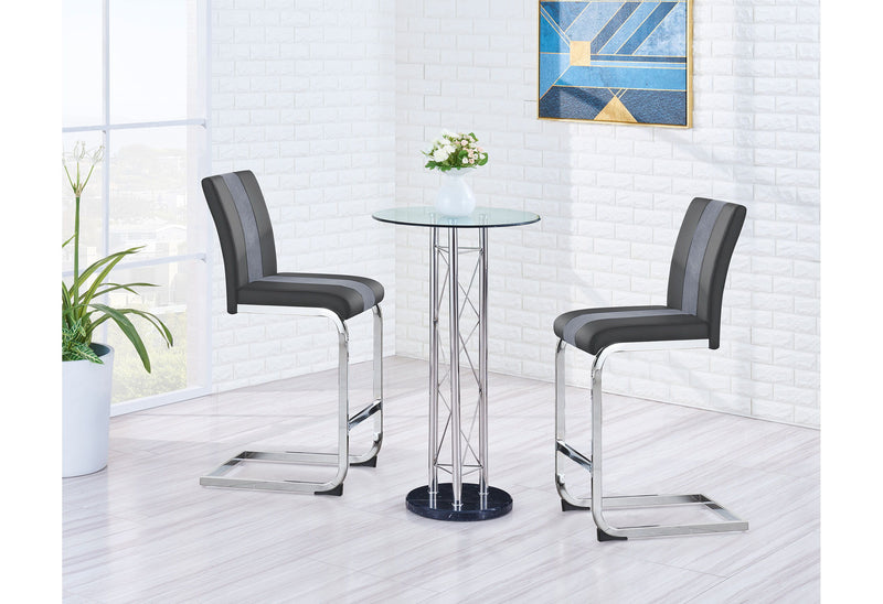 D208 Bar Table And Two D915 Bar Stools - Gray