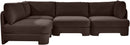 Hammond - Velvet Performance Fabric Upholstered 4 Piece Armless Sectional