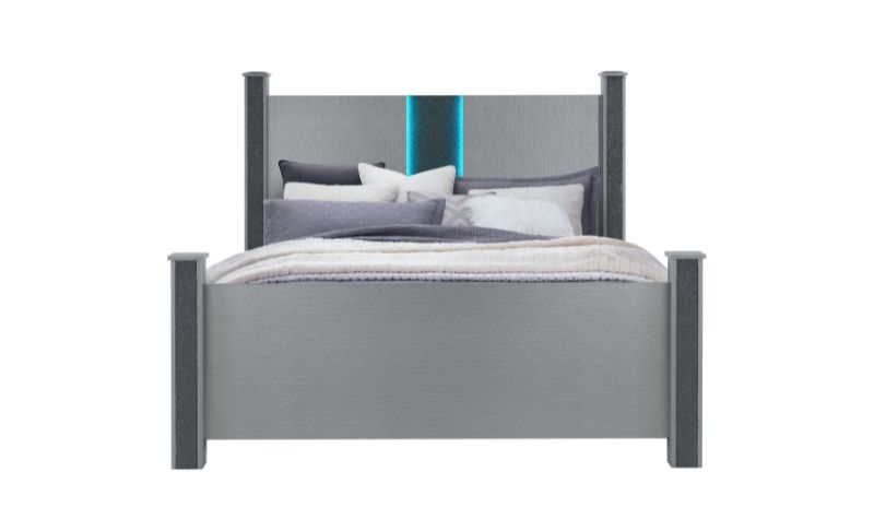 Logan - Queen Bed With LED And Speakers - Silver