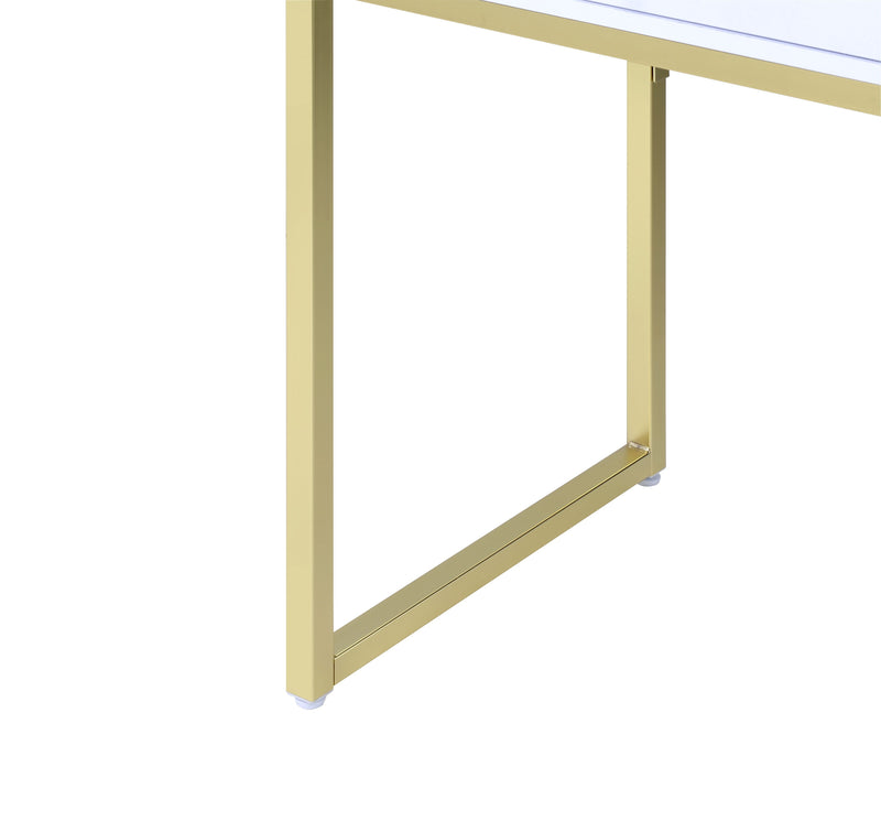 Coleen - Vanity Desk - White & Brass Finish