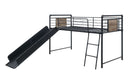 Cordelia - Twin Loft Bed With Slide - Antique Oak, Sandy Black & Dark Bronze Hand-Brushed