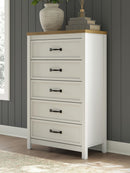 Kerisden - Five Drawer Chest - White / Brown