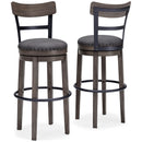 Caitbrook - Tall UPH Swivel Barstool - Gray
