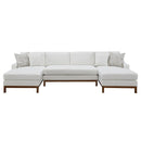 Valiant - Sectional Sofa With 4 Pillows - Ivory Chenille