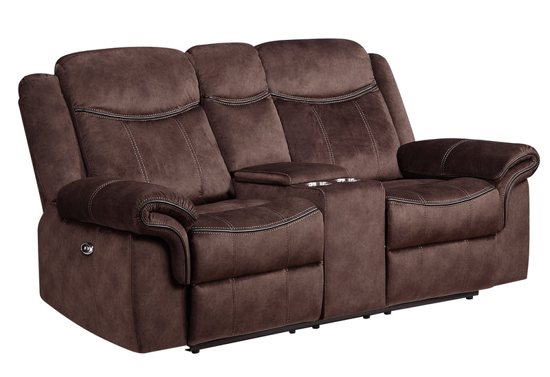 U2200 - Power Console Reclining Loveseat With Power Switch - Domino Coffee