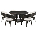 Leandro - 7 Piece Round Dining Table Set - Burnished Black