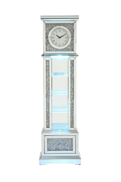 Noralie - Grandfather Clock - Mirrored & Faux Diamonds - Wood