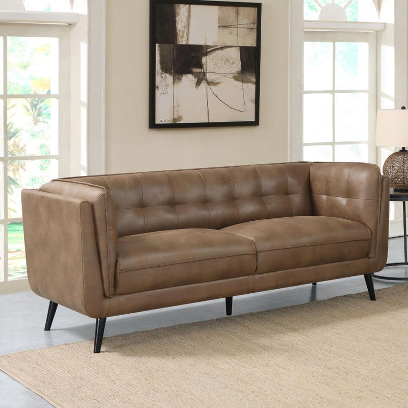 Thatcher - Upholstered Button Tufted Sofa - Brown