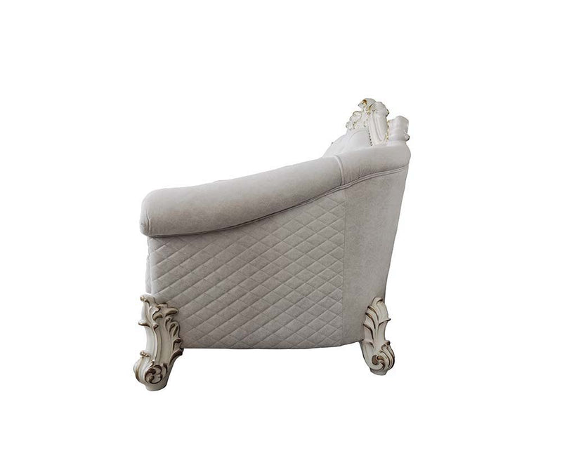 Vendom II - Sofa - Two Tone Ivory Fabric & Antique Pearl Finish