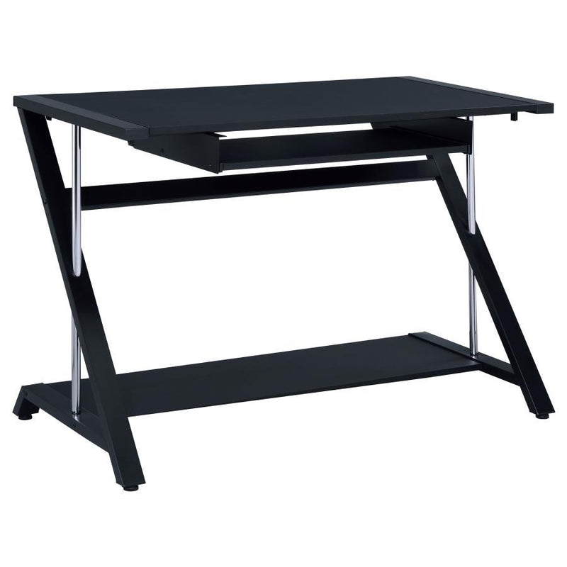 Mallet - Computer Desk With Bottom Shelf - Black