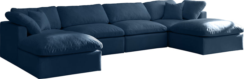 Plush - Velvet Standart Comfort Modular Sectional Standart 6 Piece - Navy - Fabric - Modern & Contemporary