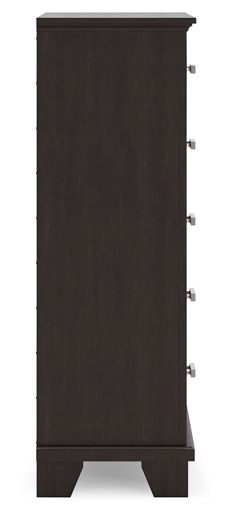 Covetown - Dark Brown - Five Drawer Chest