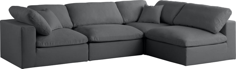 Plush - Velvet Standart Comfort Modular Sectional 4 Piece - Grey