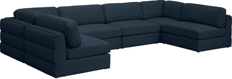 Beckham - Modular Sectional 6 Piece - Navy - Fabric