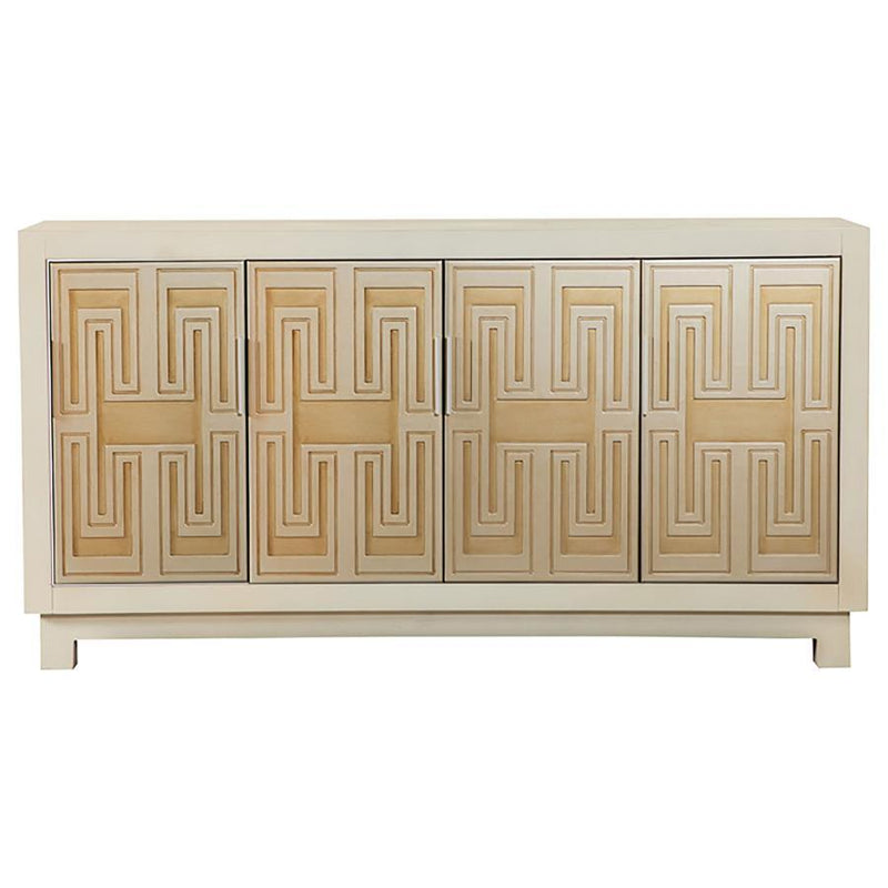 Voula - Rectangular 4-Door Accent Cabinet - White And Gold