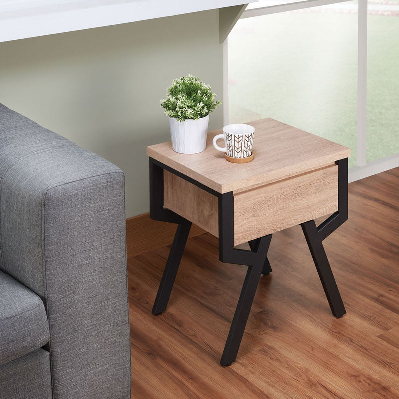 Kalina - End Table - Rustic Natural & Black