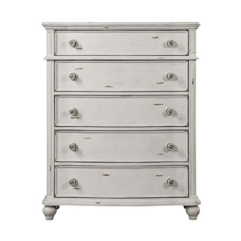 Jaqueline - Chest - Light Gray Linen & Antique White Finish