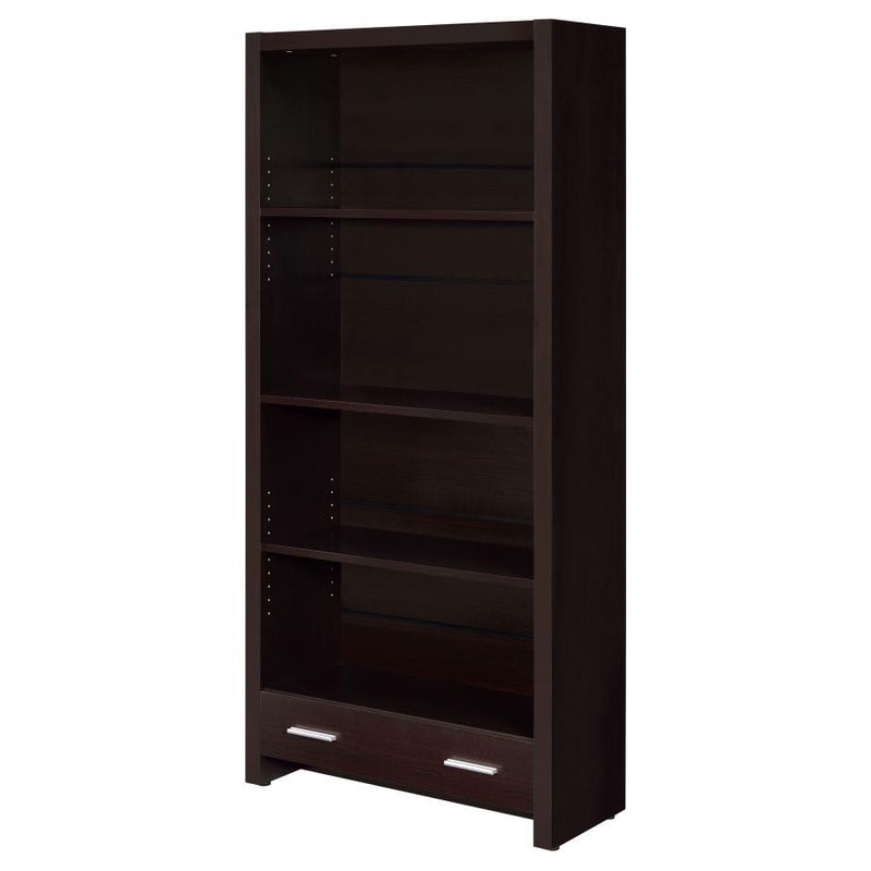 Skylar - 5-Shelf Bookcase With Storage Drawer - Cappuccino