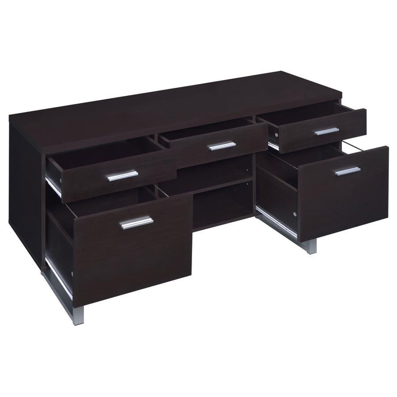 Lawtey - 5-Drawer Credenza With Adjustable Shelf - Cappuccino