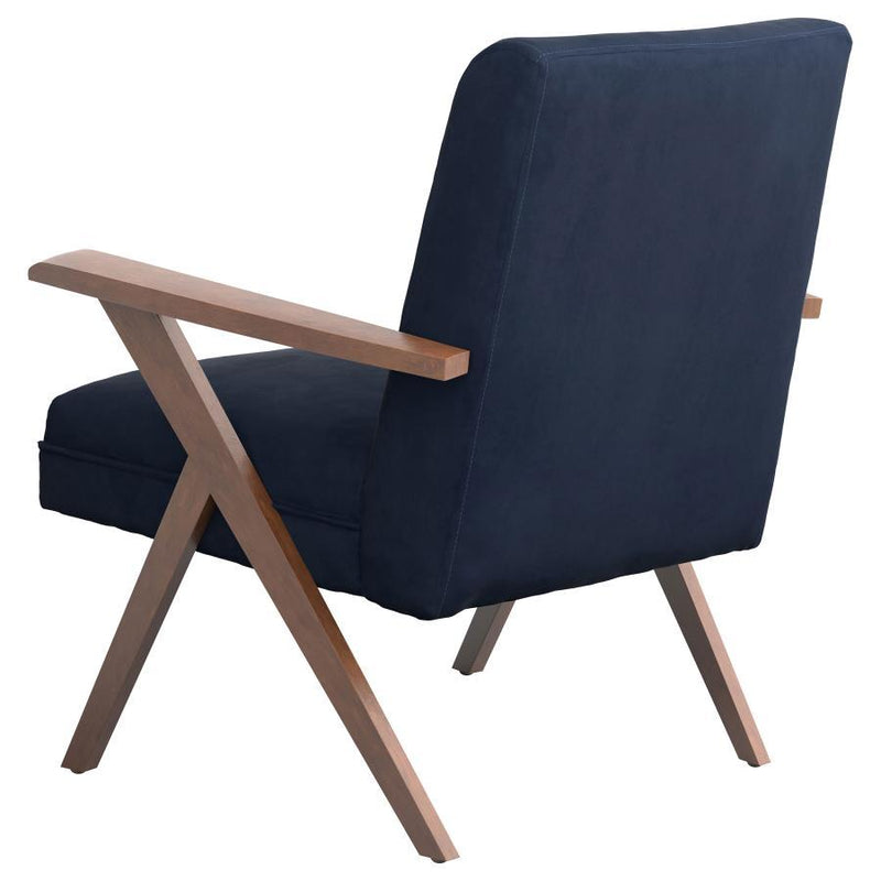 Cheryl - Upholstered Wood Arm Accent Chair - Dark Blue