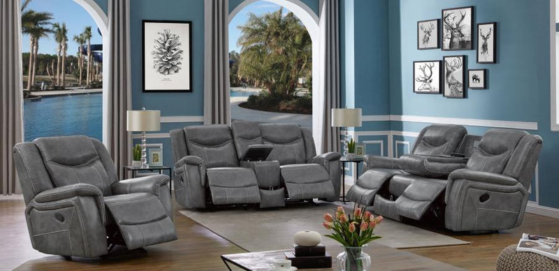 Conrad - Upholstered Motion Sofa - Cool Gray