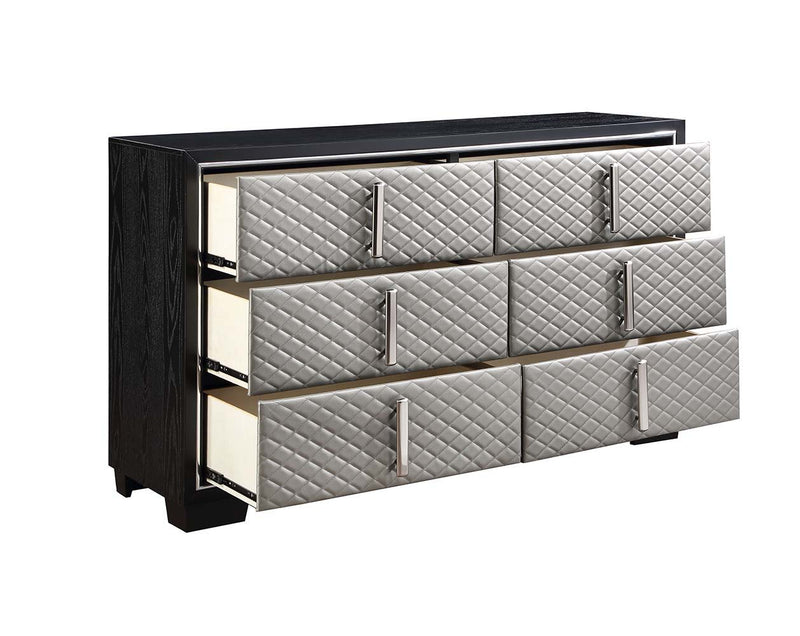 Nicola - Dresser - Silver PU & Black Finish