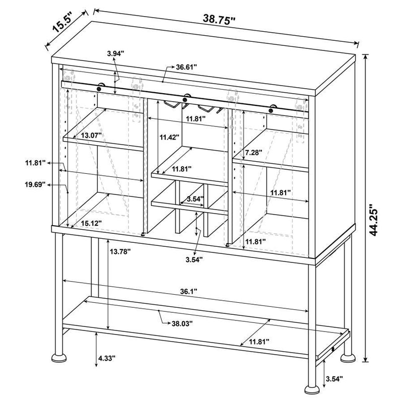 Claremont - Sliding Door Bar Cabinet With Lower Shelf - Gray Driftwood