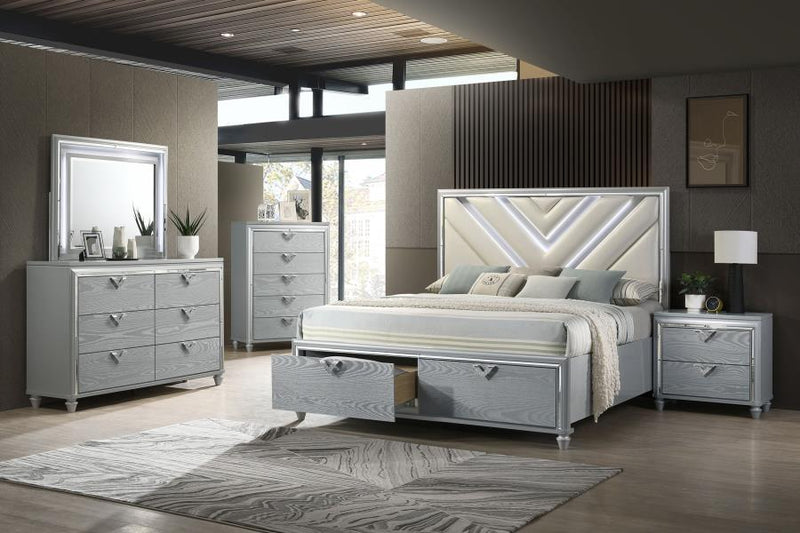 Veronica - Platform Storage Bed With Upholstered LED Headboard