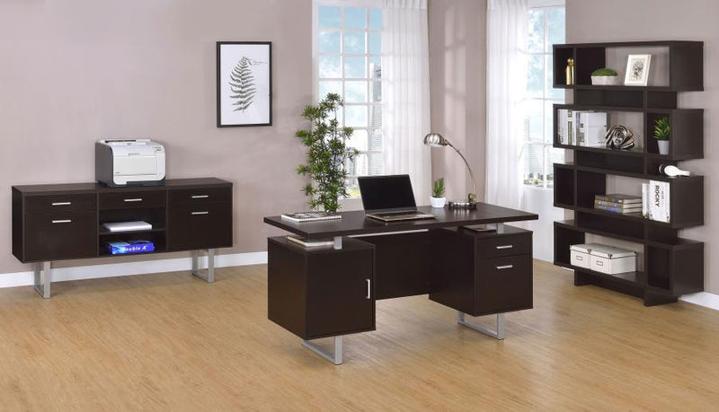 Lawtey - 5-Drawer Home Office Storage Credenza - Cappuccino