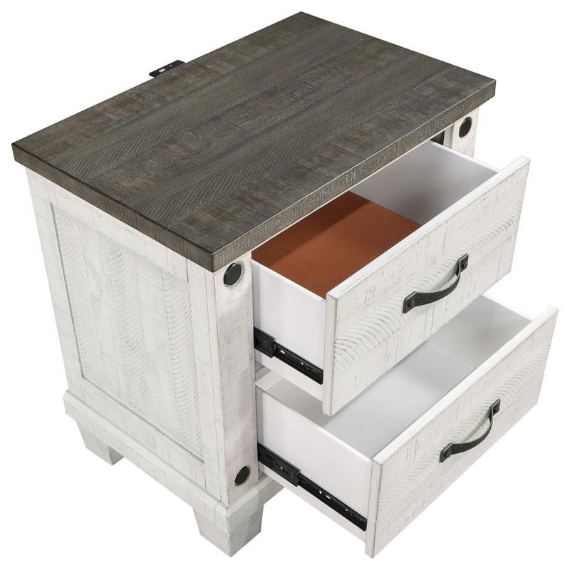 Lilith - 2-Drawer Nightstand - Distressed Gray And White