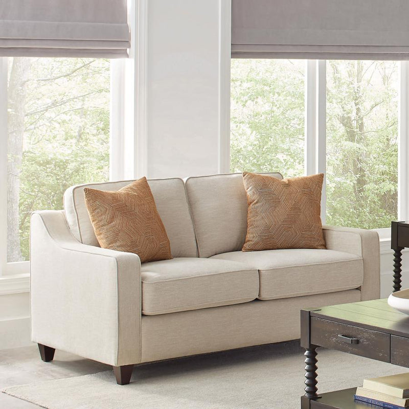 Christine - Upholstered Sloped Arm Loveseat - Beige