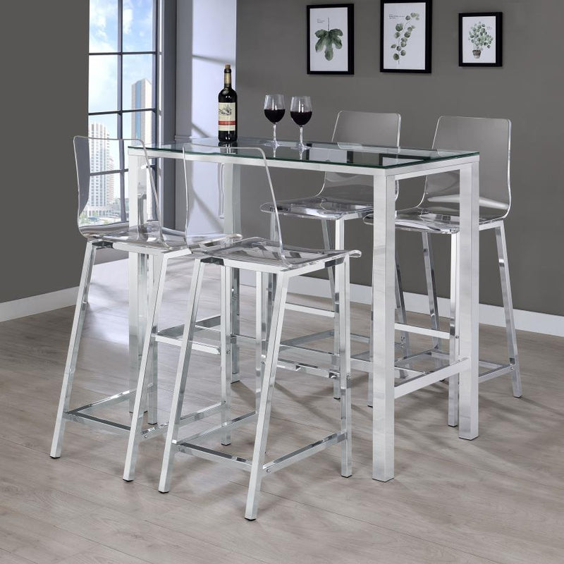 Tolbert - Bar Table With Glass Top - Chrome