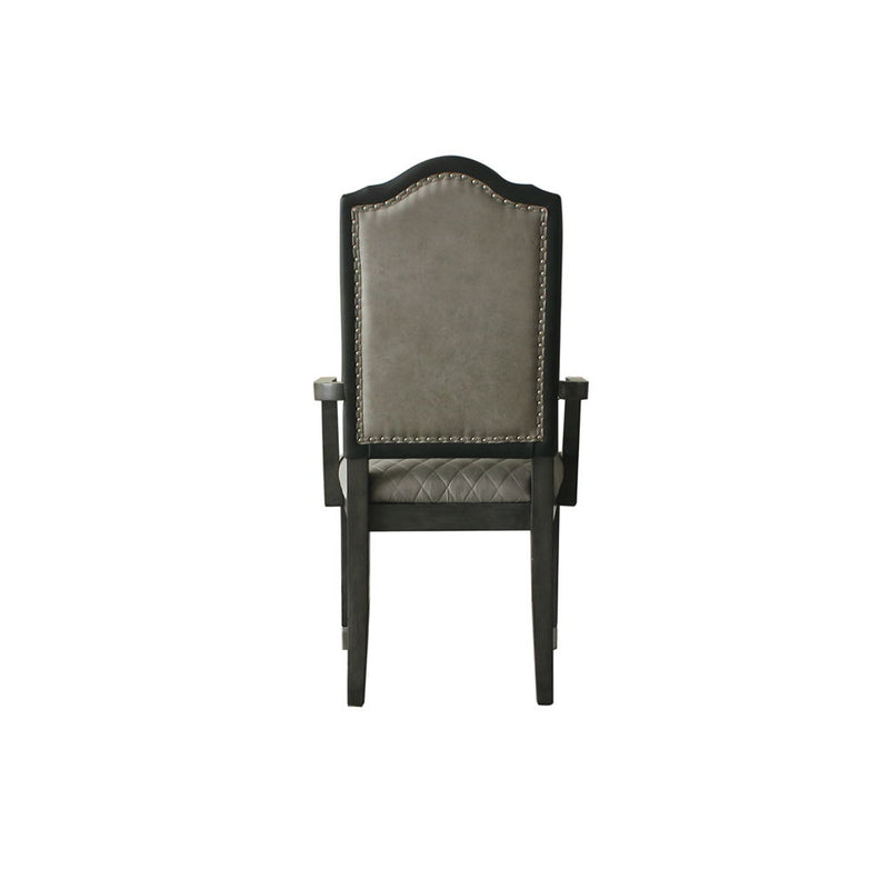 House - Beatrice Chair (Set of 2) - Two Tone Gray Fabric & Charcoal Finish