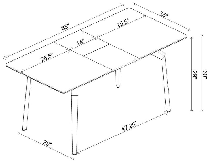 Mina - Rectangular Extension Dining Table - Gray Ceramic