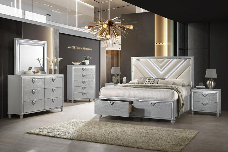 Veronica - Platform Storage Bed With Upholstered LED Headboard