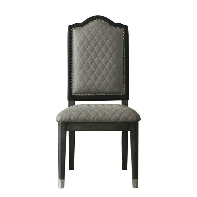 House - Beatrice Side Chair (Set of 2) - Two Tone Gray Fabric & Charcoal Finish