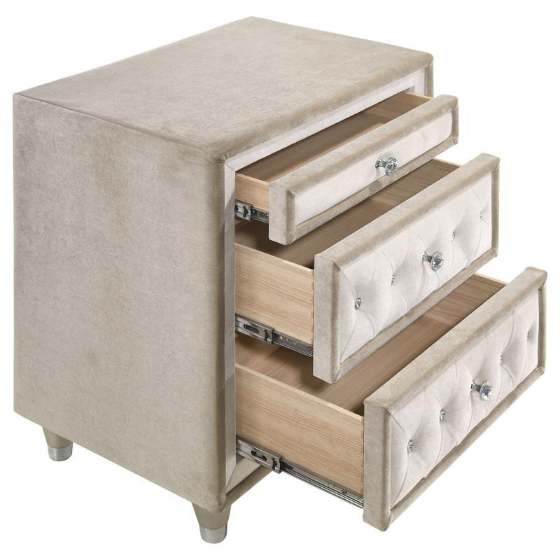 Antonella - 3-Drawer Upholstered Nightstand