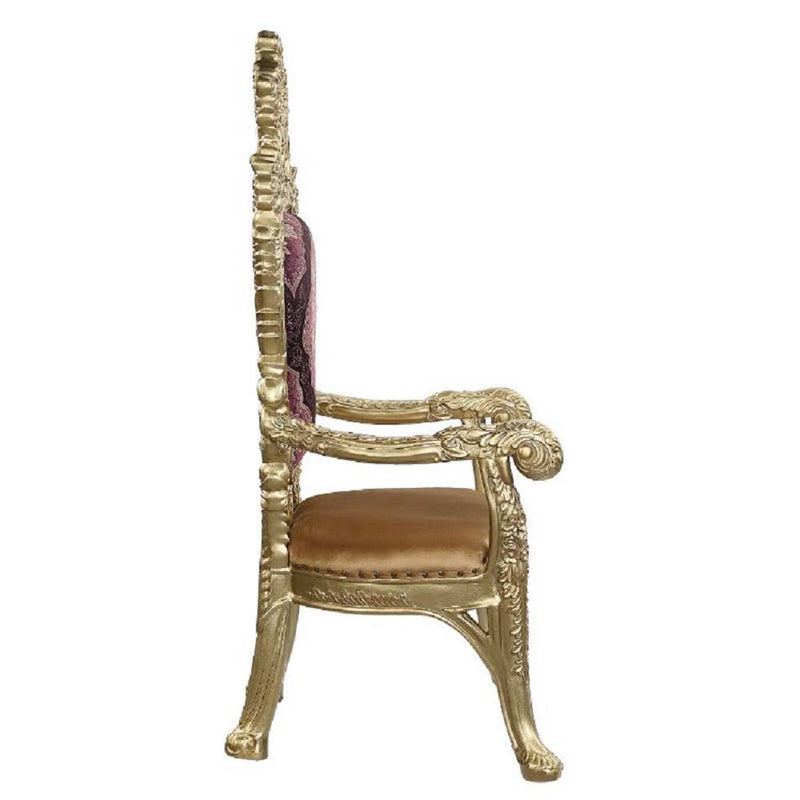 Bernadette - Arm Chair (Set of 2) - Pattern Fabric & Gold Finish