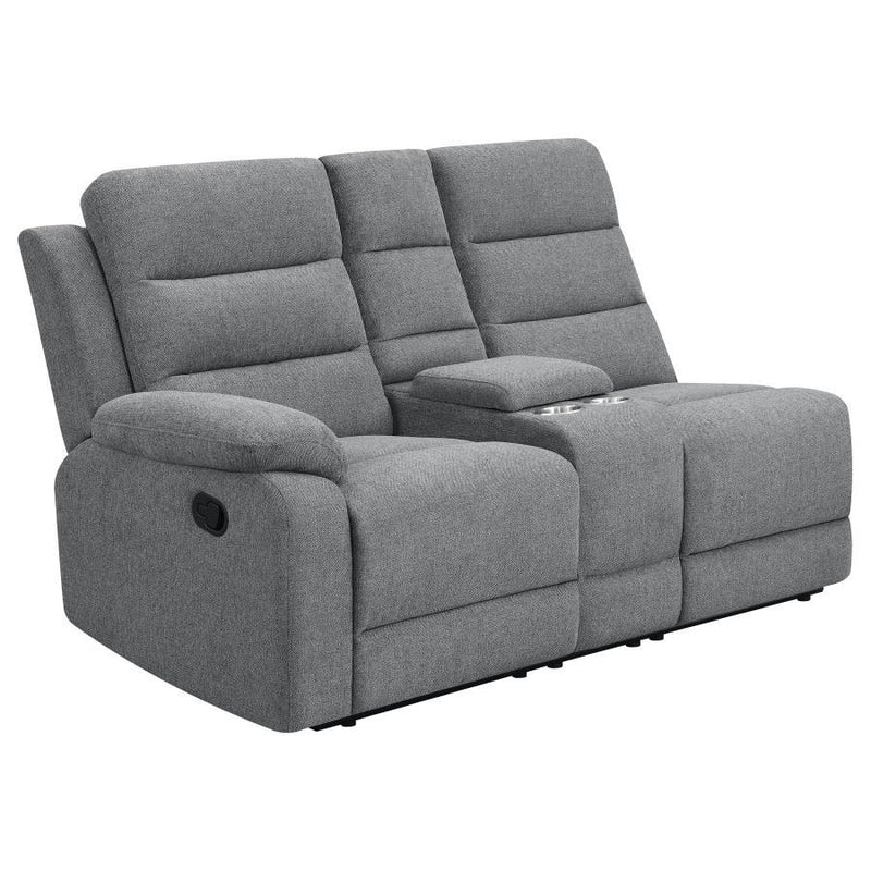 David - 3 Piece Upholstered Motion Sectional With Pillow Arms - Smoke