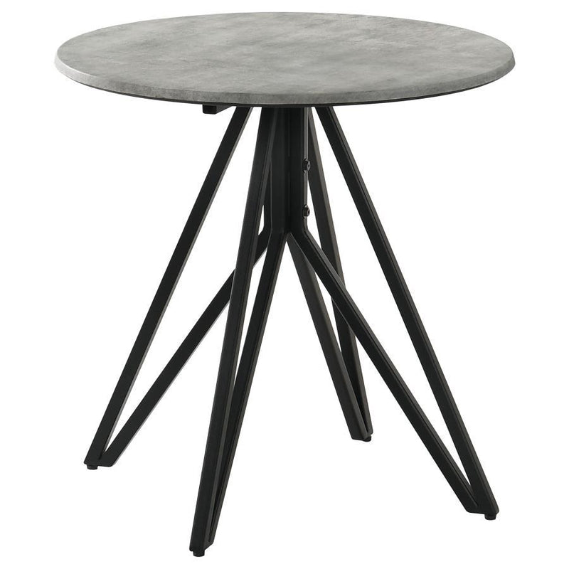 Hadi - Round End Table With Hairpin Legs - Cement And Gunmetal