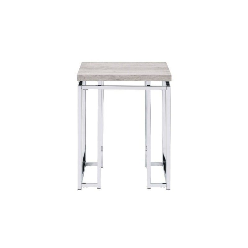 Chafik - End Table - Natural Oak & Chrome