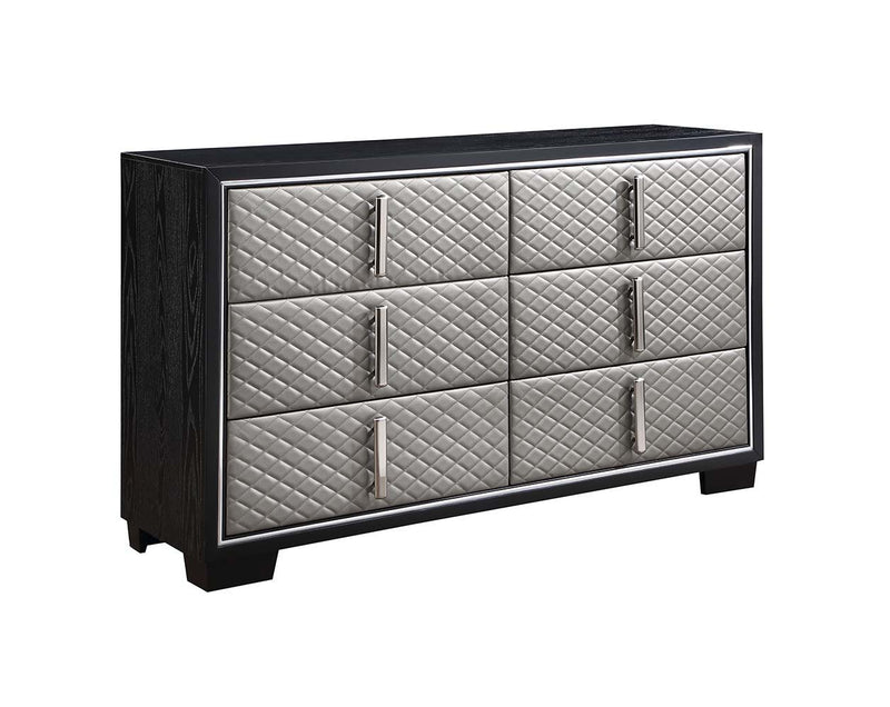 Nicola - Dresser - Silver PU & Black Finish