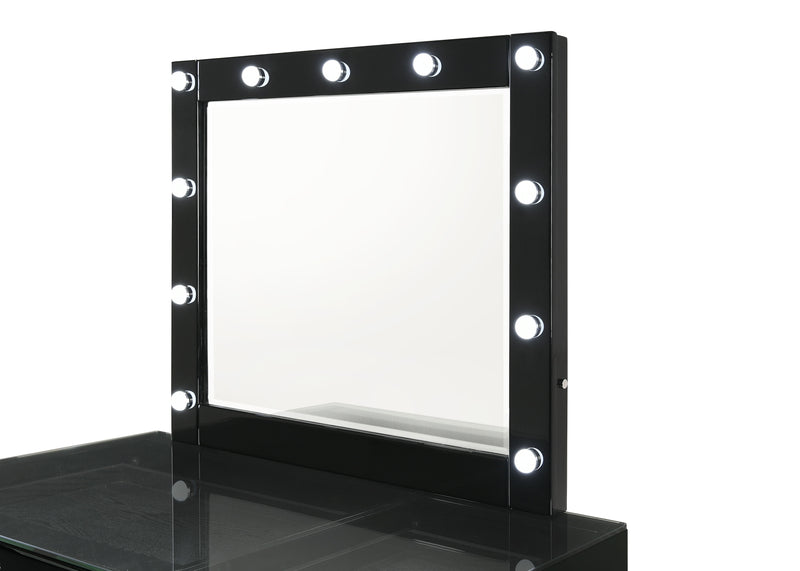 Morgan - Vanity Desk With Glass Top, Led Mirror & Stool