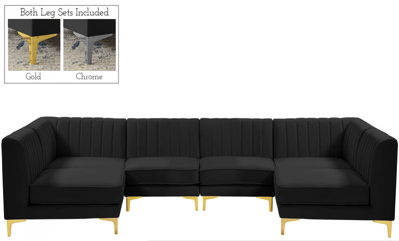 Alina - Modular Sectional 6 Piece - Black - Fabric