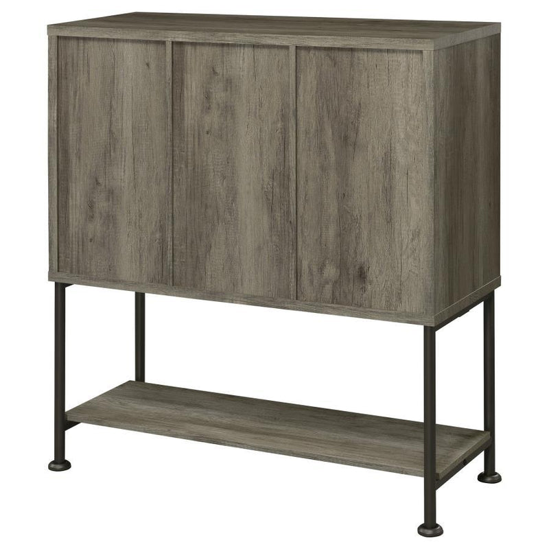 Claremont - Sliding Door Bar Cabinet With Lower Shelf - Gray Driftwood