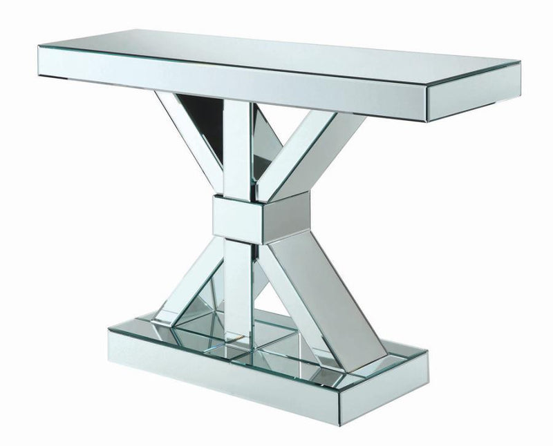 Lurlynn - X-Shaped Mirrored Entryway Console Table - Silver